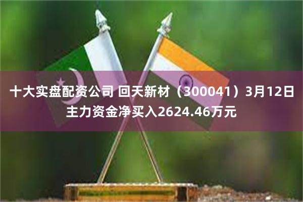 十大实盘配资公司 回天新材（300041）3月12日主力资金净买入2624.46万元