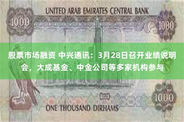 股票市场融资 中兴通讯：3月28日召开业绩说明会，大成基金、中金公司等多家机构参与