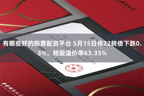 有哪些好的股票配资平台 5月15日伟22转债下跌0.3%，转股溢价率63.35%