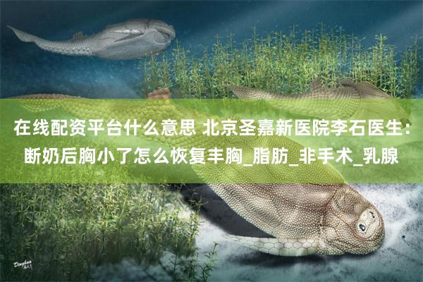 在线配资平台什么意思 北京圣嘉新医院李石医生：断奶后胸小了怎么恢复丰胸_脂肪_非手术_乳腺