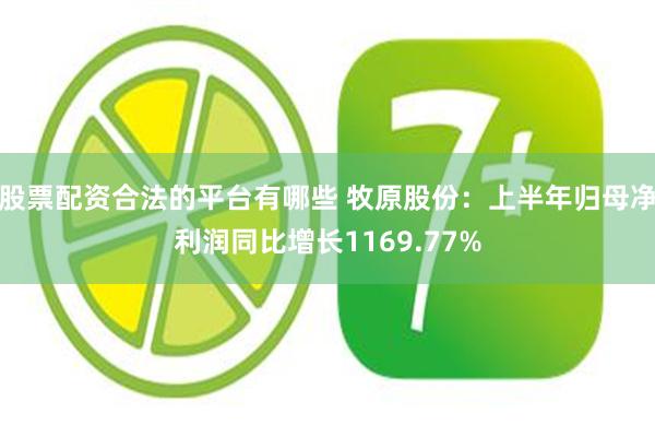 股票配资合法的平台有哪些 牧原股份：上半年归母净利润同比增长1169.77%