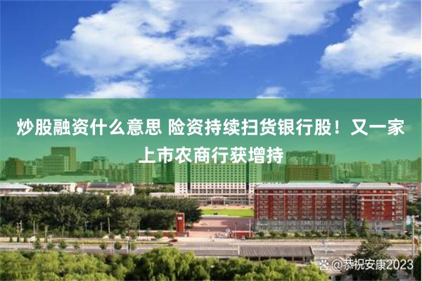 炒股融资什么意思 险资持续扫货银行股!又一家上市农商行获增持